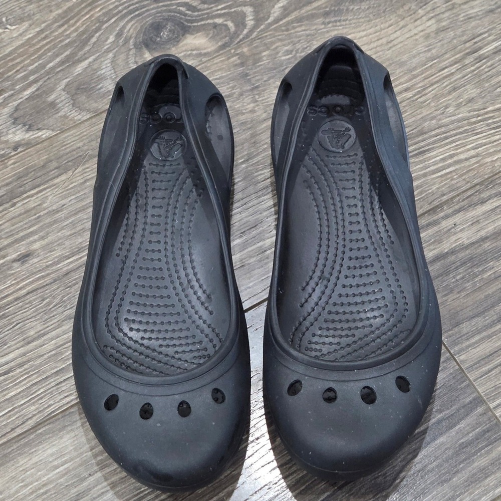 Crocs Kadee Ballet Flats Women's 10 Black Croslite Slip On Casual Comfort Shoes - Picture 2 of 8